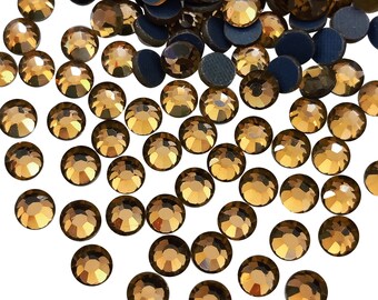 Cristales de imitación redondos de vidrio termoadhesivos con parte trasera plana, 1440 piezas