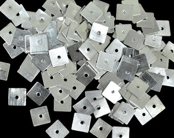 3MM/4MM/5MM/6MM/7MM/8MM, Square Shape Centre-Hole Metal Sequins in Silver Color/Metal Charms/Charms - EMBMS5417