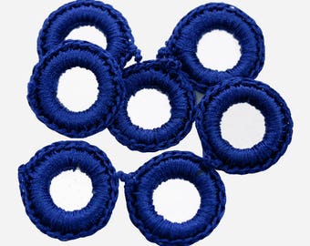 100 Pieces, 18MM Blue Crochet Thread Rings With metallic mirror -EMB1461