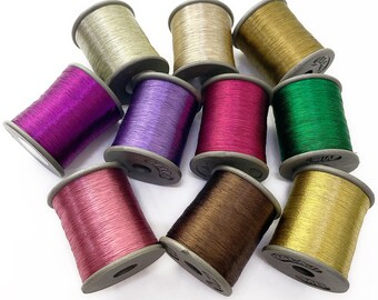 Zari Thread Metallic floss Yarn Hand & Machine Embroidery Sewing Metallic Thread Combo Of 10 Spools