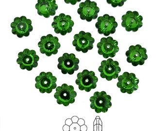 Margerite Lochrose Blume Perlen/Facted Marguerite Perlen/Glaskristall Strassperlen zum aufnähen Waldgrün Farbe-25Stück