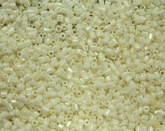 Hex Cut Glass 15/0 Hexagon Cut seed beads loose Spacer beads for jewelry making and beading in Cream Color (Made in India)