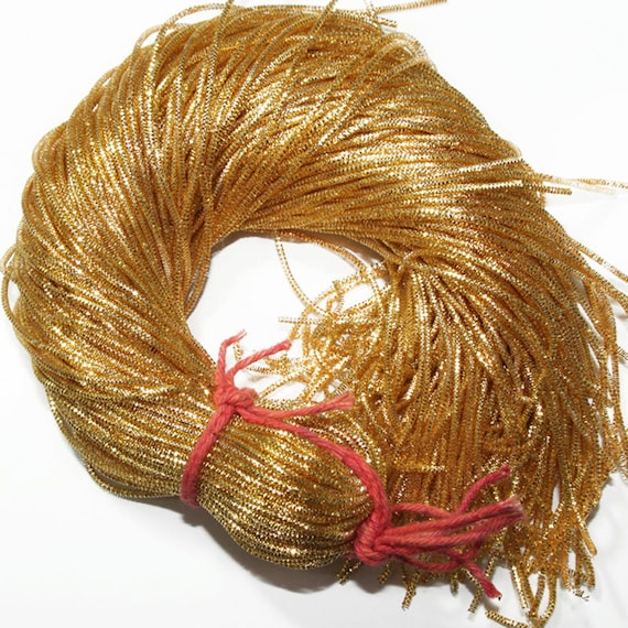 55 Yards /Packet, 1MM  French Wire/ Metallic Rough Wire / Bullion Wire in Dark Gold Colour-(100Gram)