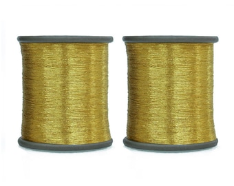 Zari Thread Metallic floss Yarn Hand Machine Embroidery Artwork sewing Metallic Thread in Gold Color (0.1MM )