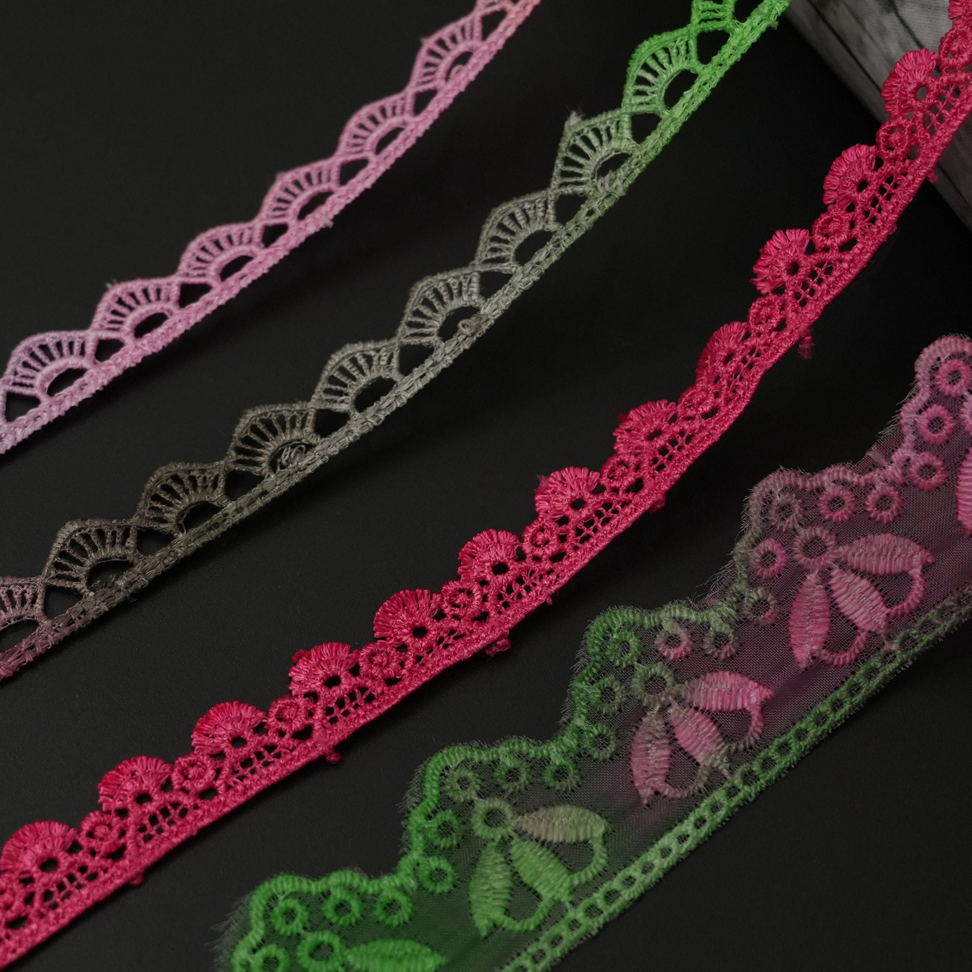 Multi Colored Ruffles Lace Multicolored Cotton Lace, Sewing Lace, DIY Craft Supplies, Floral Lace ...
