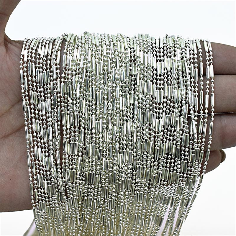 KinHom Ball Chain Necklace Chains Bulk - Dog Tag Chain Bead Chain 50pcs - 24 Inches Long 2.4mm Nickel Plated Metal Beaded Chain for SUB, Metal