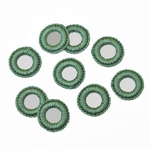 100 Pieces,Crochet Mirror/Indian crocheted Mirror/Mirror Appliques/Crochet Thread Rings with shiny Sequins/Sew on patches/Applique for craft