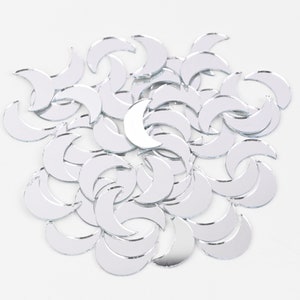 Half-Moon Shaped Shisha Mirrors for Lippan Art, Crafts, Embroidery, DIY, Jewelry Making, Scrapbooking, and Home Decor (100 Pack, 1*2.1 cm)