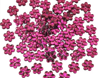 Strass acrilici da cucire, retro piatto, non termoadesivi, a forma di fiore, per ricamo, decorazione e artigianato, colore rosa - 700 pezzi - 12 mm