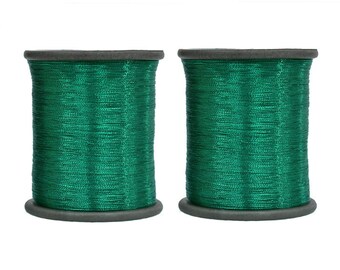 Zari Thread Metallic floss Yarn Hand Machine Embroidery Artwork Sewing Metallic Thread in Dark Green Color (0.1MM )