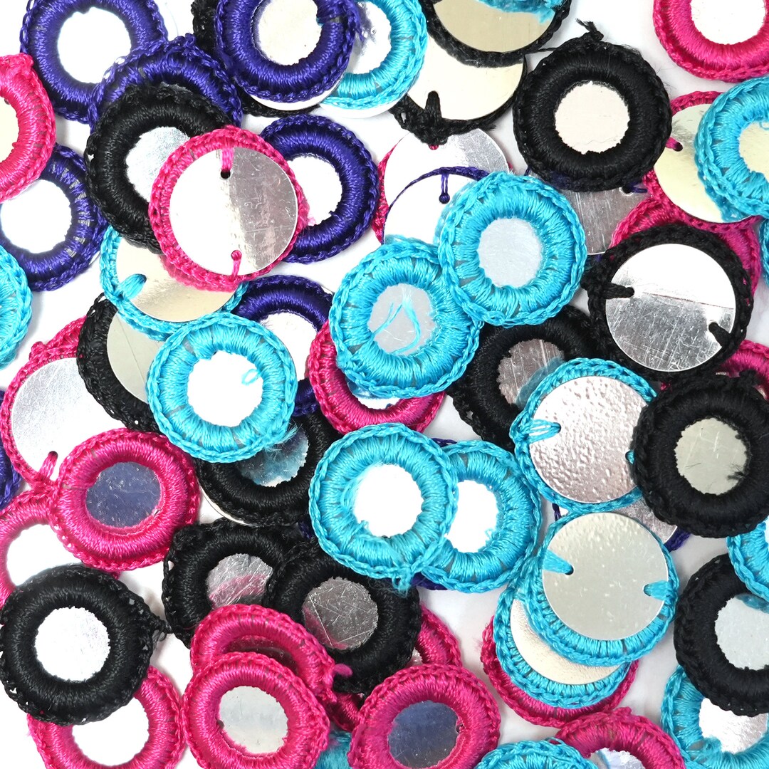 Crochet Thread Rings 4 Colour, 100 Pieces- Crochet Thread Rings Combo Pack -25 Pieces of ...