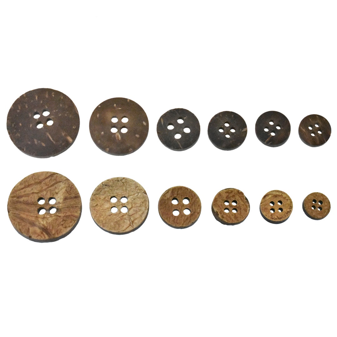 Coconut Shell Buttons Handmade 4 Hole Natural Coconut Fastener Buttons ...