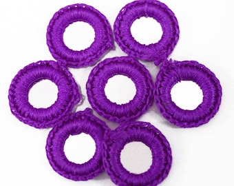 100 Pieces, 18MM Purple Crochet Thread Rings with metallic mirror-EMB1462