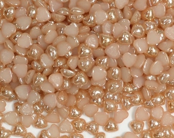Creamy Gold Ceramic Beads Set, Heart Shape Beads, DIY Jewelry Making Supplies, Artisan Beads, Craft Beads (Heart Shape, 500 Beads, 5 MM)
