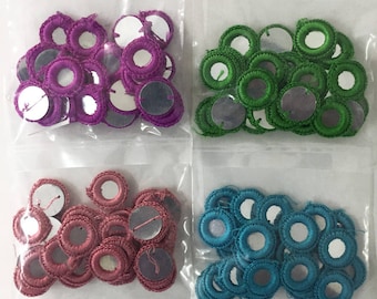 4 colour, 100 pieces- crochet thread rings combo pack-25 pieces of each color (EMBCT05897)