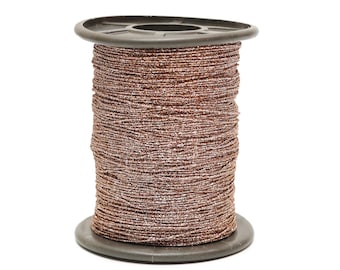 1mm Rose Gold Glitter Thread – Shiny Metallic Cord for Jewelry Making, Bracelet String, Embroidery, Macrame & DIY Crafts (100 Meters Roll)