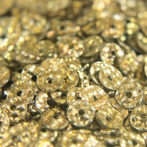 5MM,  Round Shape Chips Texture Centre Hole Sequins  in Gold Colour -EMB324