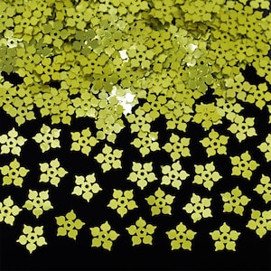 Sequins,Pailettes,Flower Sequins,Flower Paillettes,Loose Sequins,Center Hole Sequins,Sequins for Craft in ChartreuseYellow Color-50Gram 8MM