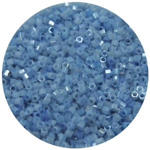 Perline di semi di vetro Miyuki esagonali 2cut 15/0, perline distanziatrici giapponesi per la creazione di gioielli e perline, colore Blue Bell - 25 grammi