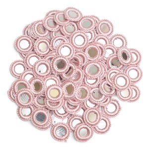 100 Pieces,Crochet Mirror/Indian crocheted Mirror/Mirror Appliques/Crochet Thread Rings with shiny Sequins/Sew on patches/Applique for craft