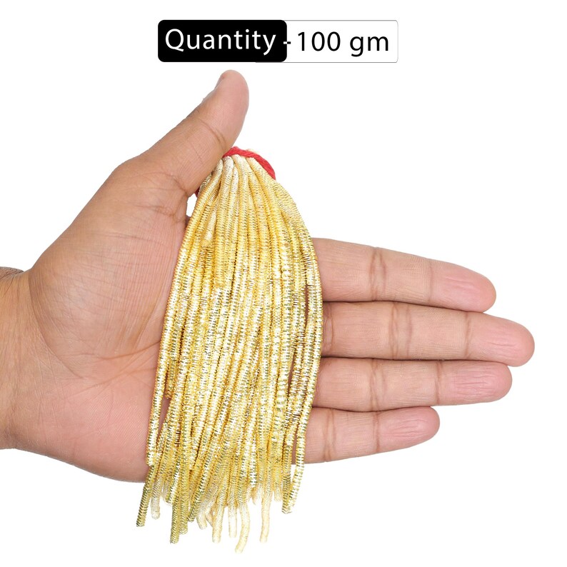 Bullion Wire/French Wire/Metallic French Wire/ french coil, Rough Purl, Bullion Thread,Nakshi,Purl wire in Gold Colour 100Gram image 4