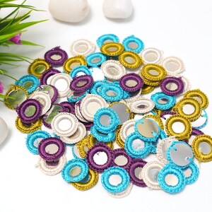 4 Colour, 100 Pieces- Crochet Thread Rings Combo Pack-25 Pieces of Each ...