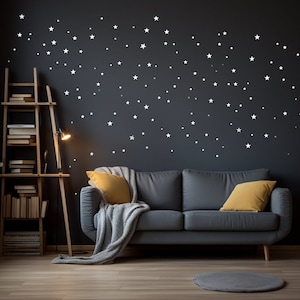 Witte sterren vinyl muurstickers - elegante Peel-and-Stick kunstkaartstickers voor plafonddecor - slaapkamer of woonkamer muurbetovering