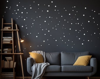 White Stars Wall Vinyl Stickers - Elegant Peel and Stick Art Map Stickers for Ceiling Decor - Bedroom or Living Room Wall Enchantment