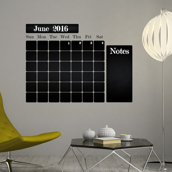 Chalkboard Wall Planner Blackboard Kitchen Sticker - Black Board Weekly Calendar Chalk Decal Monthly Week Day Meal Memo Menu Daily Organiser