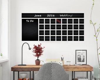 Chalkboard Wall Planner Blackboard Kitchen Sticker - Black Board Weekly Calendar Chalk Decal Monthly Week Day Meal Memo Menu Daily Organiser
