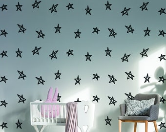 40x Stars Decor Wall Decals For Nursery - Removable Star Vinyl Room Stickers - Baby Girls Peel Stick Decal Bedroom Girl Gold Silver Sticker