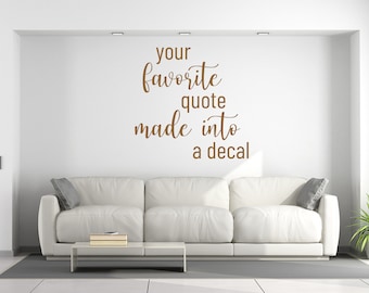 Calcomanía de cita de texto personalizada - Vinilo con nombre personalizado Etiqueta de pared con letras personalizadas - Crear letras personalizadas que digan palabras hechas personalizables