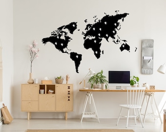Large World Map Wall Decal Decor Sticker