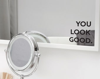 Te ves bien calcomanía de espejo cuadrado - pegatina de espejo de baño edificante - calcomanía de vinilo para tocador, mampara de ducha y decoración de dormitorio