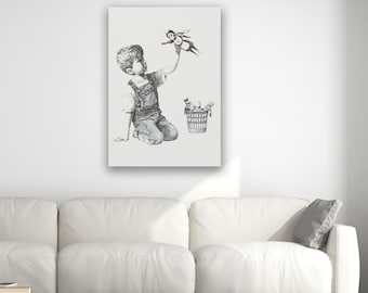 Banksy Game Changer Superhero Nurse Canvas - Operatore sanitario Wall Art Stampa Pittura incorniciata - Playing Kid Hospital Artwork Decor