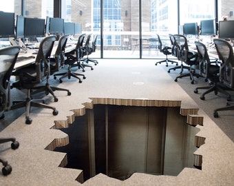 Accattivante adesivo da pavimento 3D Illusion Hole - Oblò Art Decor con vista sul seminterrato - Adesivo in vinile stampato Crack Illusions Murale da pavimento