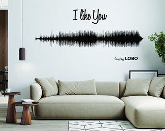 Sound Wave Art Wall Sticker - Personalised Soundwave Voice Decal -  Personalized Favourite Song Music Wall Decal Living Room Bedroom Decor