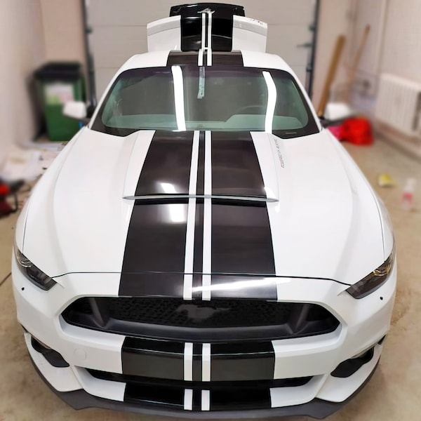 Racing Stripes Car Stickers - Auto Vinyl Decals RT - Full Vehicle Body Rally SRT GT Black Stripe Decal - Truck Sport Lines