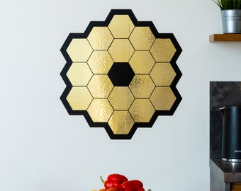 Pegatina de pared con espejos de telescopio espacial, elegante calcomanía de vinilo cromado dorado para decoración de habitaciones, regalo geek para fanáticos de la astronomía, universo jwst