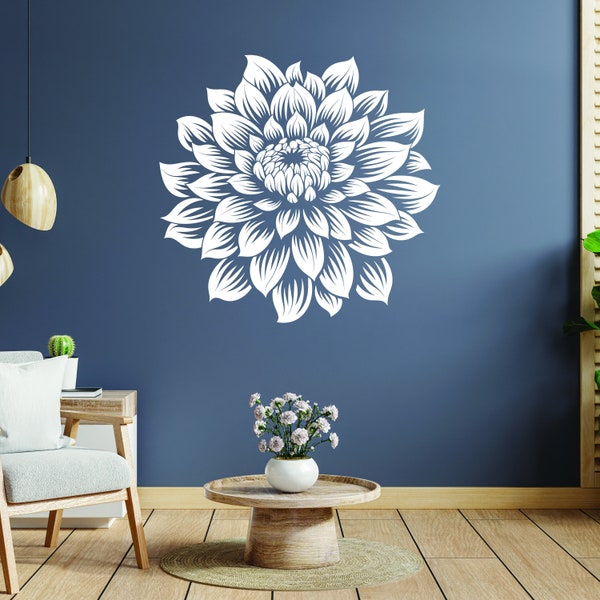 Large Vinyl Flower Wall Decal - Elegant Floral Wall Sticker - Home Decor Accent - Artistic Botanical Bedroom Design - Living room Decoration