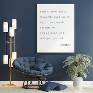 Toile sur cadre avec citation personnalisée - Décoration murale positive et motivante personnalisée - Créez votre propre cadeau avec un texte personnalisé inspirant