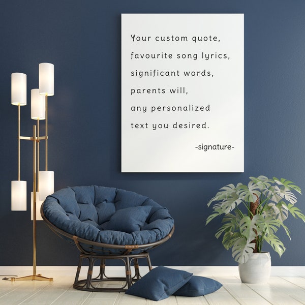 Toile sur cadre avec citation personnalisée - Décoration murale positive et motivante personnalisée - Créez votre propre cadeau avec un texte personnalisé inspirant