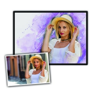 Custom Portrait From Photo Painting Poster - Personalized Boyfriend Girlfriend Gift Photo Wall Print - Drawing Art Anniversary Lovers Gifts