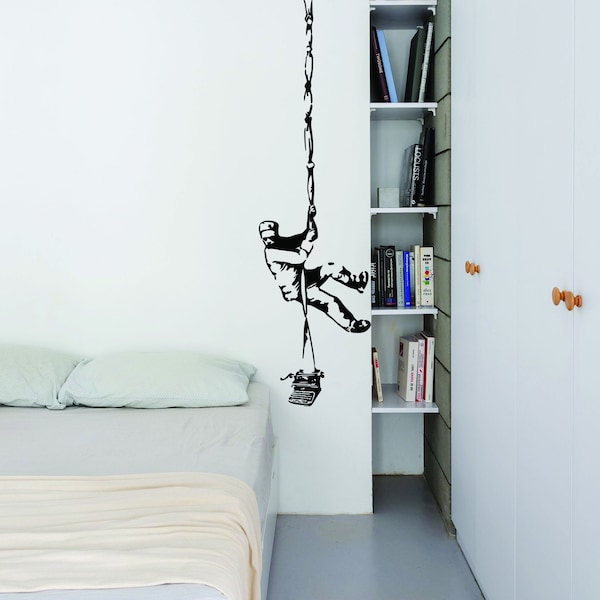 Banksy Prisoner Escape Wandaufkleber - Street Art Graffiti Еhief Vinyl Aufkleber - Urban Artistic Prison Escape Burglar Wandbild Dekor