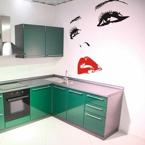 Woman Eyes Sticker Bedroom Wall Decor for Women - Female Eye Lash ...