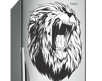 Löwe Kopf Wandaufkleber - Großer Wilder Löwe Vinyl Aufkleber für Schlafzimmer Wohnzimmer Dekor - The Big African Predator Art Home Wandbild