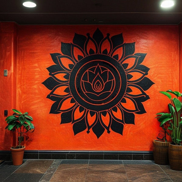 Large Boho Mandala Wall Art Sticker - Vibrant Mandala Vinyl Decal for Home - Flower with Symmetrical Patterns Mural for Studio Decor