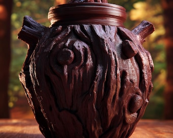 Goblincore Woodland Erinnerungsurne mit Deckel | 3D Gedruckt Haustier Asche Andenken Behälter für Fantasy Wald Regal Dekor Tribut Geschenk