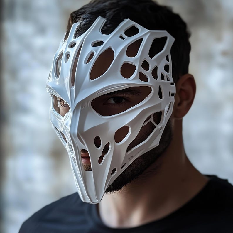 Biomorphic Cyberpunk Warrior Mask | 3D Printed Futuristic Skeleton Mask ...