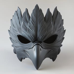 Black Raven Mask | Plague Doctor Cosplay Gothic Bird Mask | 3D Printed Fantasy Warrior Mystical Shaman Mask | Halloween Feathered Beak Mask image 1